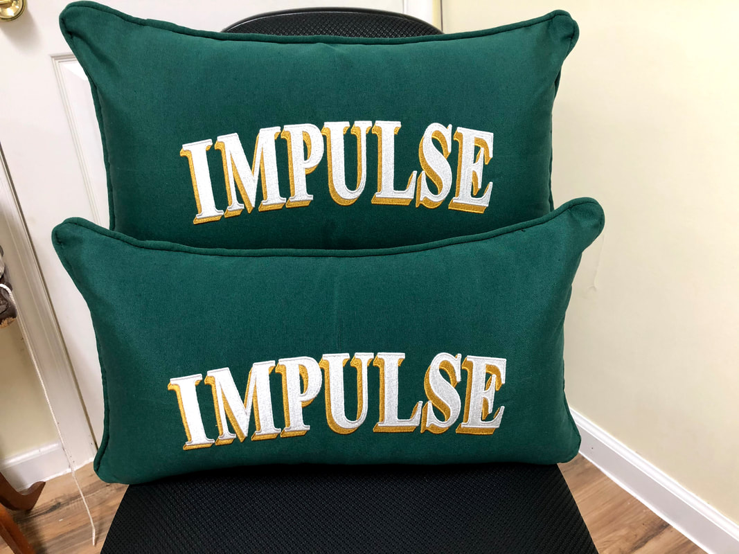 Low back pillows embroidered for boat